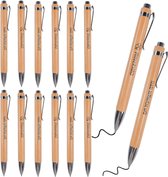 12 pièces stylos à bille de motivation en bois de bambou rétractables-citations à encre noire stylo positif pour hommes femmes étudiants stylo en Bamboo