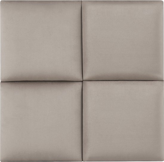 Panneaux muraux rembourrés Carpino set de 4 velours 30x30 cm gris clair [neu.haus]