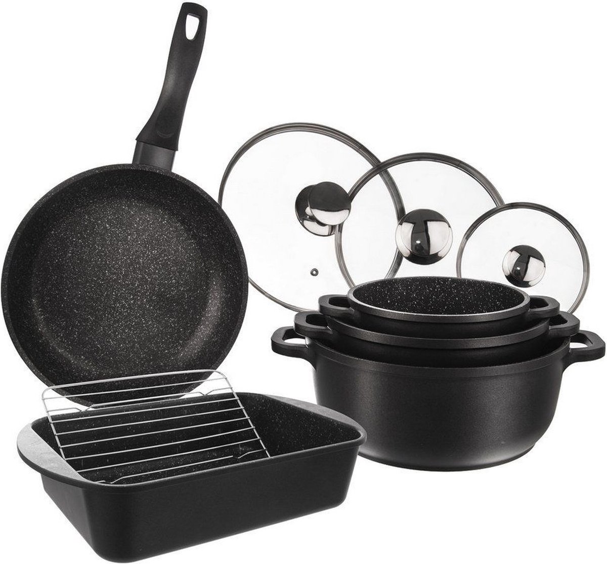 Kookpannenset Graniet GRANDE 9 delig - Kookpottenset - Pannenset