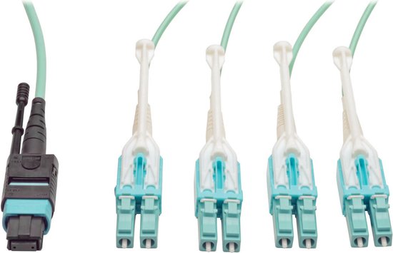 Tripp Lite N844-01M-8LC-PT Câble fibre optique 1 m OM3 MPO / MTP LC Blauw