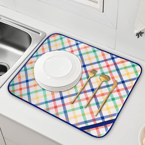 Microvezel droogmat voor aanrecht, absorberende afwasdroogpads, antislip keukenafvoermat, grote citroentak bladeren gerechten afdruiprek matten, 60 x 45 cm afdruiprek pad
