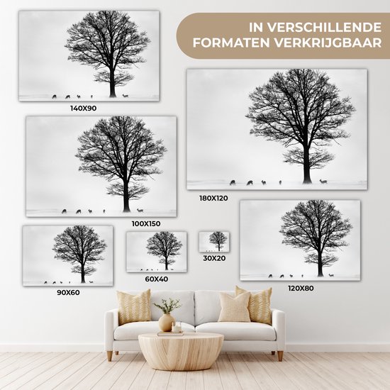 Peinture sur toile - Cerf - Arbre - Water - Silhouette - Animaux - Peintures abstraites - Toile - 30x20 cm - Photo sur toile