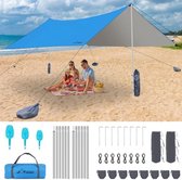 Camping Tent Dekzeil 3,6m x 3,6m Waterdicht Anti-UV, 3-8 Persoons Strandtent Strand Shelter met Stokken en Zandanker, Camping Tent Tarp Schaduwzeil voor Kamperen Wandelen Picknick Buiten