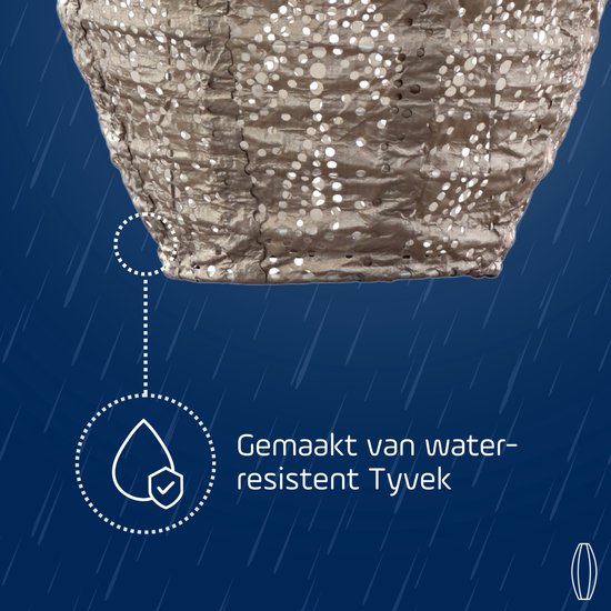 Textuur van de zilverkleurige buitenlamp, gemaakt van waterbestendig Tyvek.