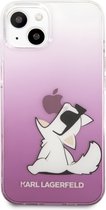 Karl Lagerfeld, Beschermhoesje Geschikt voor Apple Geschikt voor Apple iPhone 14 Plus Choupette Eat, Roze