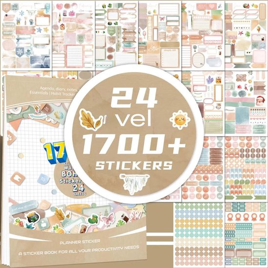 Foto: Planner stickers boekje 1700 bullet journal stickers week maand planning boho stickers waterverf ook perfect voor agenda