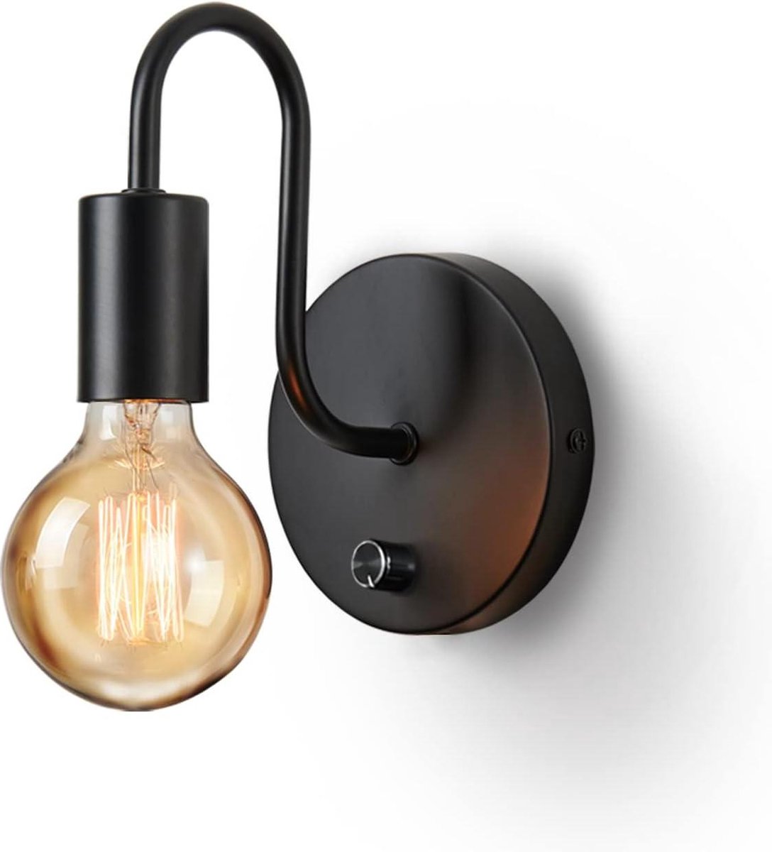 Dimbare Vintage Wandlamp - Zwart Industriële Retro Lamp - Wandlamp Met Schakelaar - E27 - Voor Slaapkamer Woonkamer