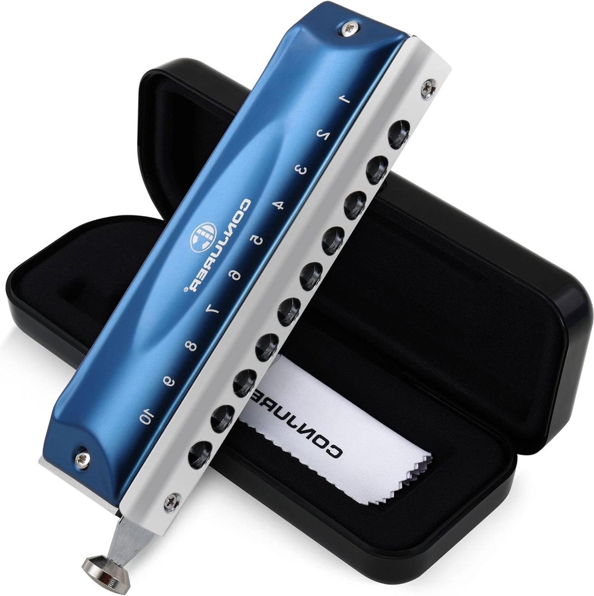 Chromatische Mondharmonica 10 Gaten 40 Tonen C-sleutel Met Hoes - Blauw
