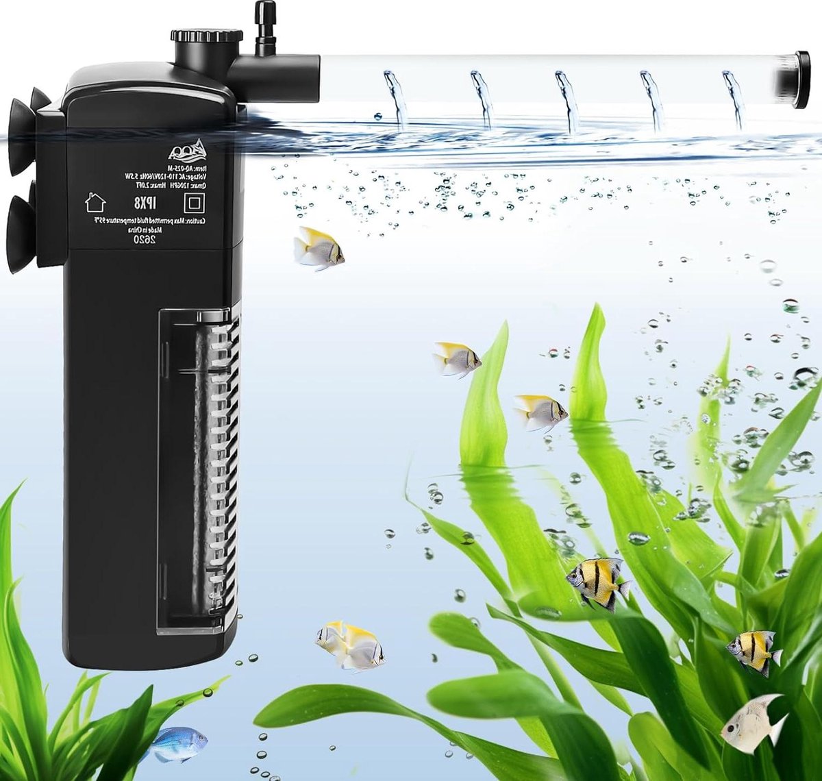 Instelbaar Interne Aquariumfilter - 45 W - 300 l/h Waterpomp - Voor Aquarium tot 120 liter