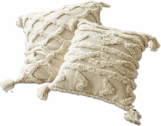 LOBERON Housse de coussin lot de 2 Linares beige