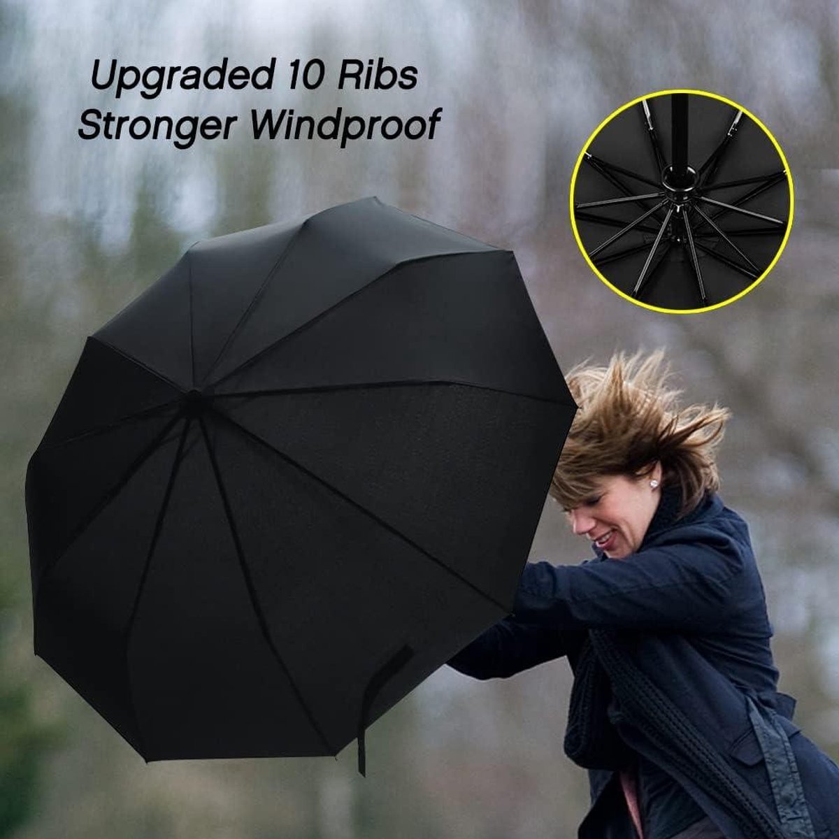 Winddichte Opvouwbare Paraplu Storm Automatische Parasol UV-bescherming Teflon Waterbestendige Zakelijke Paraplu - voor Zon en Regen - Draagbaar Reisparaplu — cadeau in Mode & Accessoires - foto 8