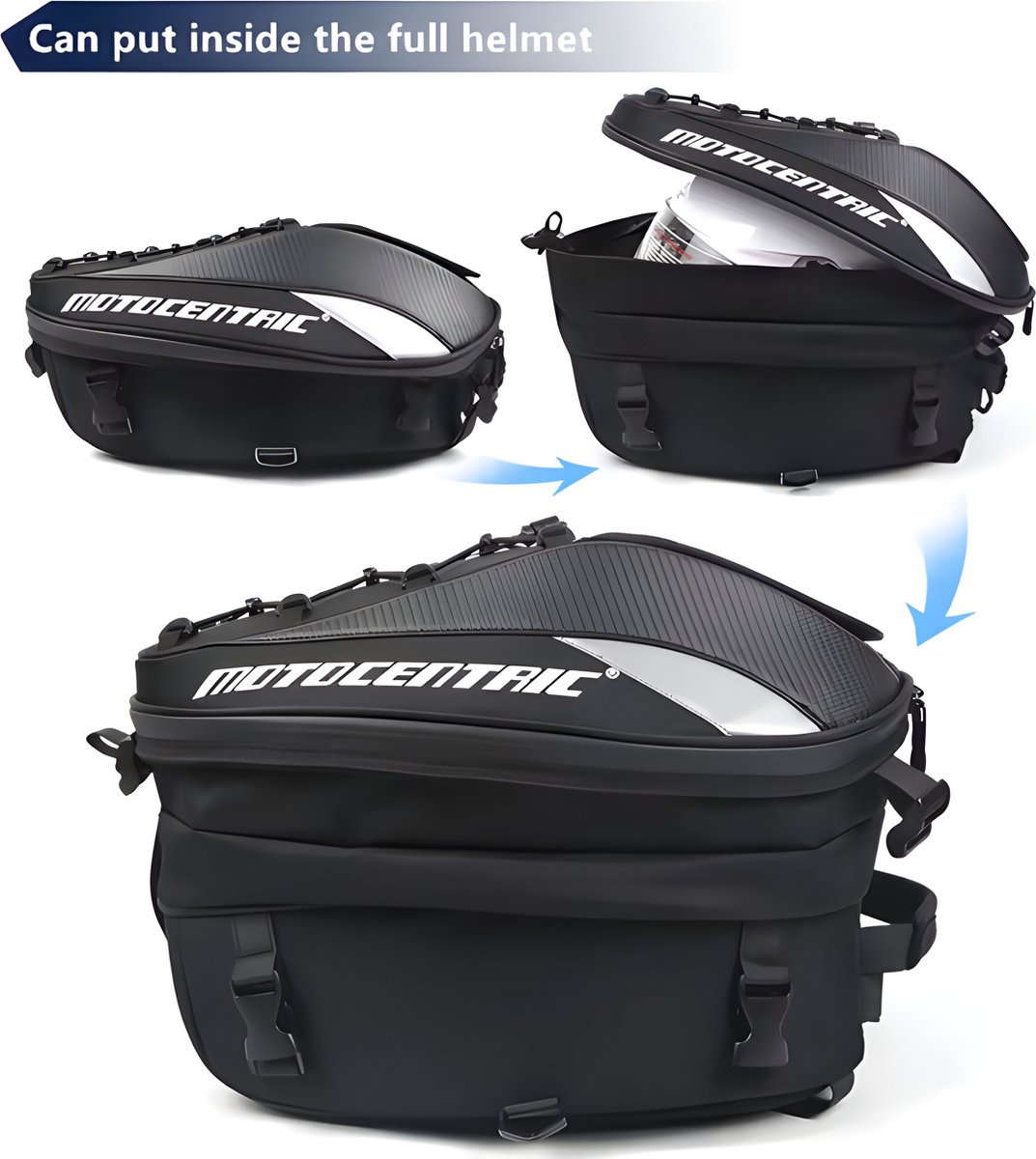 Mihunter Motorcycle Saddle Bag, Rear Bag - Dual Use Motorcycle Backpack Waterproof Luggage Bags Motorcycle Helmet Bag Storage Bags for Full Face