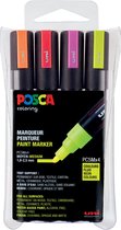 Uni Posca Verfmarkers - 4-delige set - 5M Neon