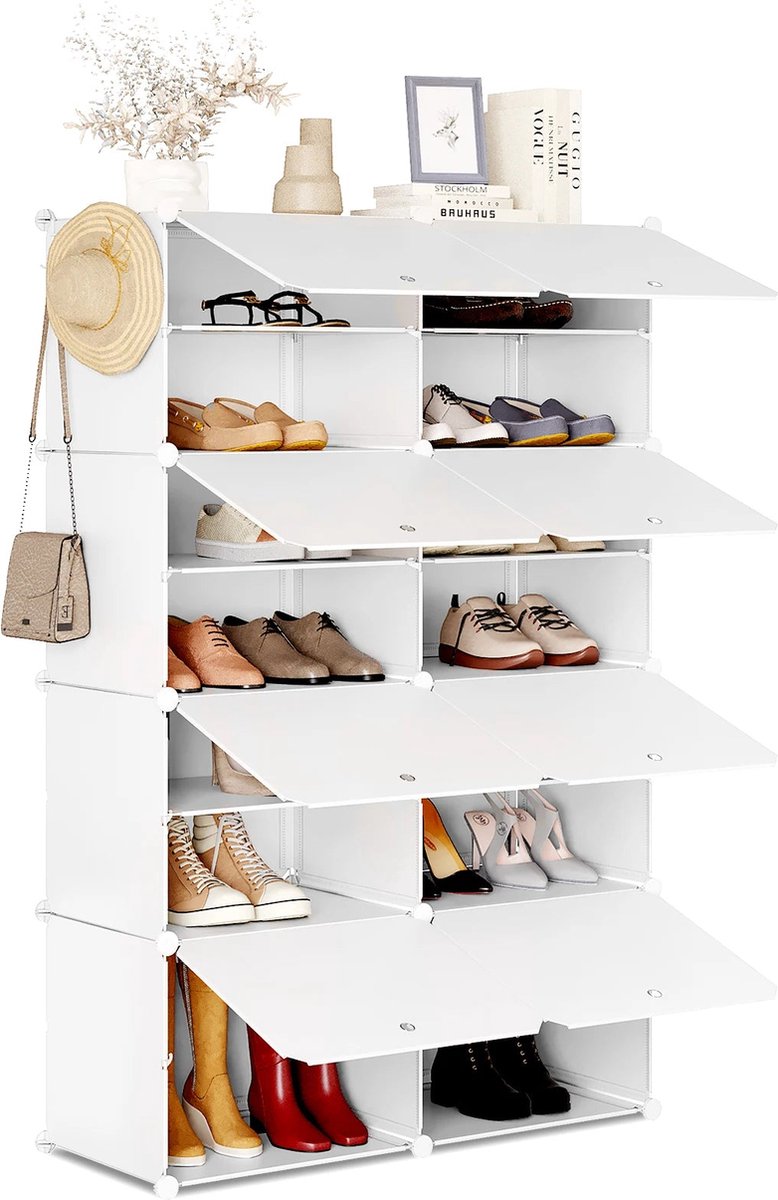 Néos® Schoenenkast - 8 Compartimenten - Wit - 35x45cm
