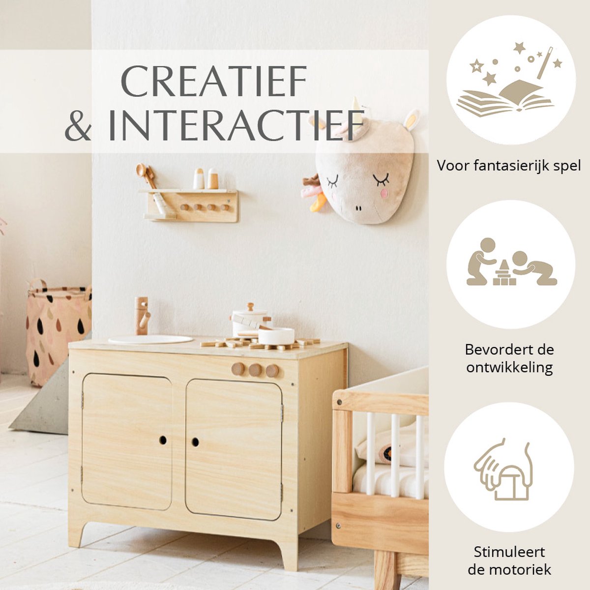 Petite Amélie Speelkeuken Parisienne - Kinderkeuken inclusief muur plank - H 52 cm — afbeelding 5