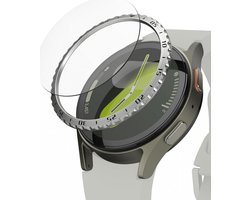 Ringke Bezel Styling + Tempered Glass Geschikt voor Samsung Galaxy Watch 7 40MM - RVS Watch Cover + Screen Protector - Zilver