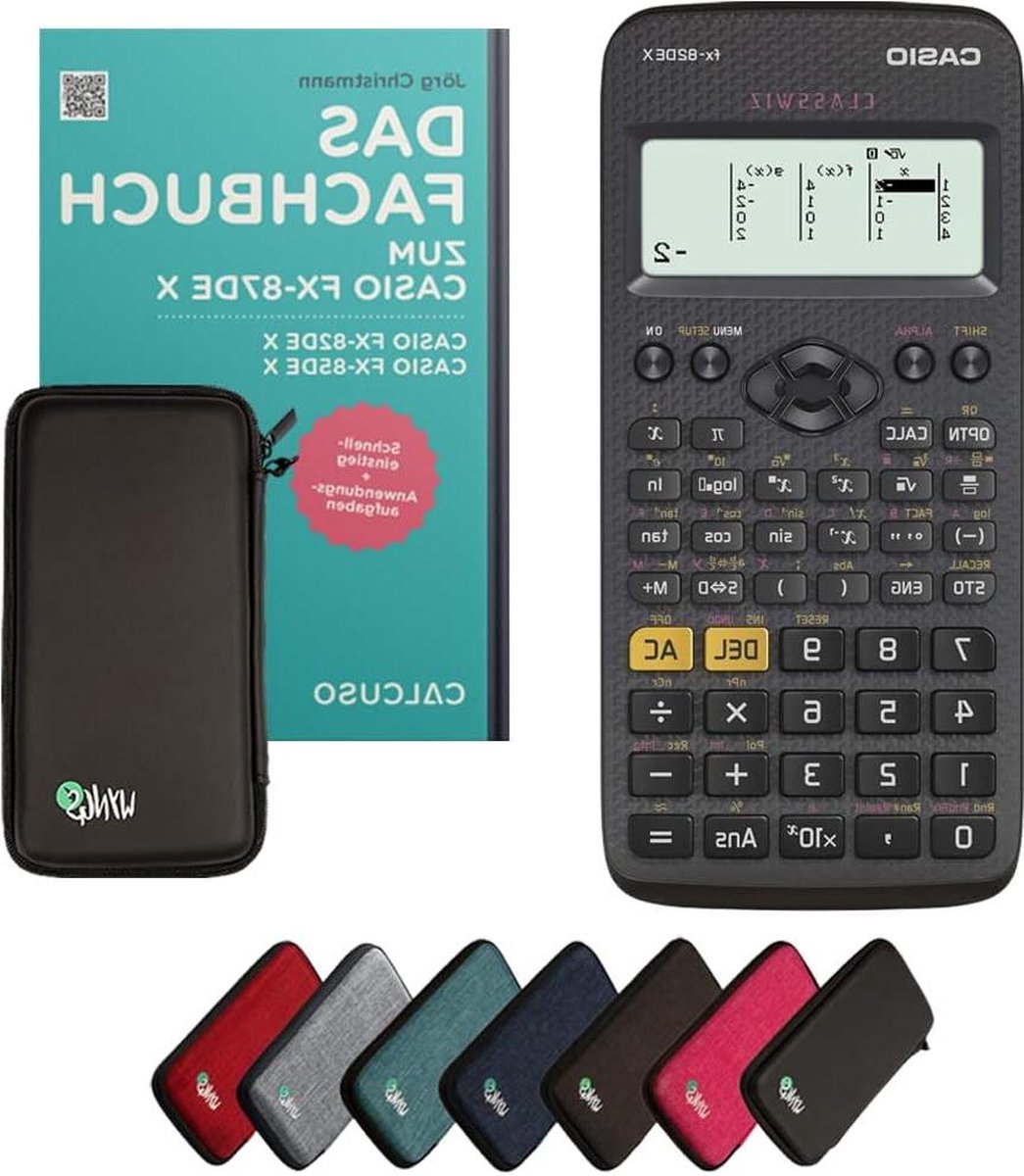 Standaardpakket zwart met Rekenmachine Casio FX-82DE X ClassWiz (German) - CALCUSO