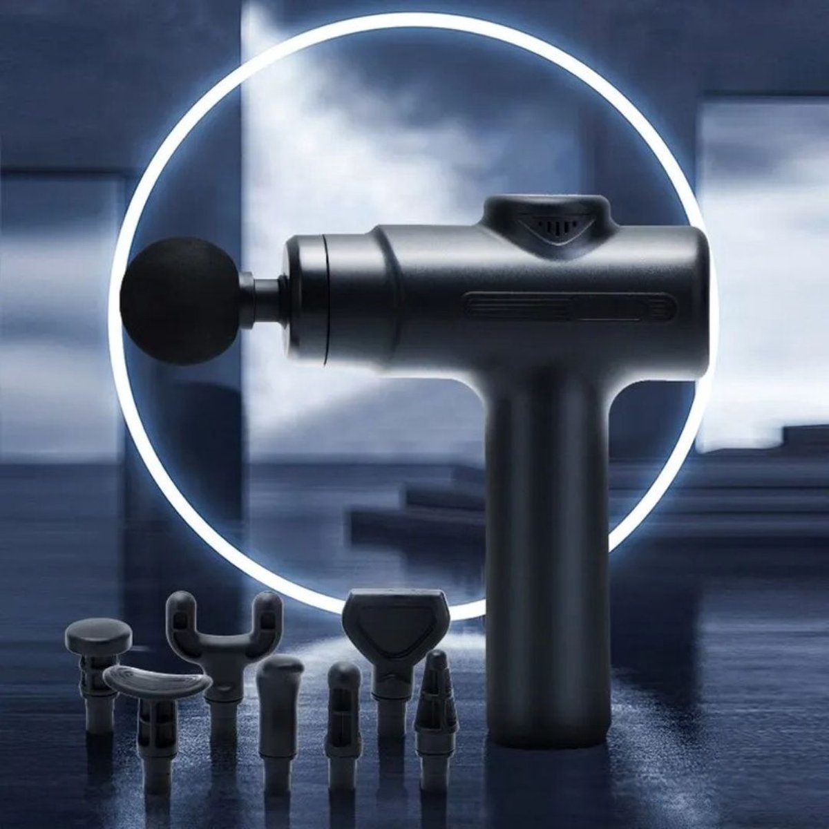 Afbeelding 2 van Massage Gun Professioneel – Incl. 8 Opzetstukken – Opladen Type C – Massage Pistool – Theragun – Massage Gun Sport – Zwart