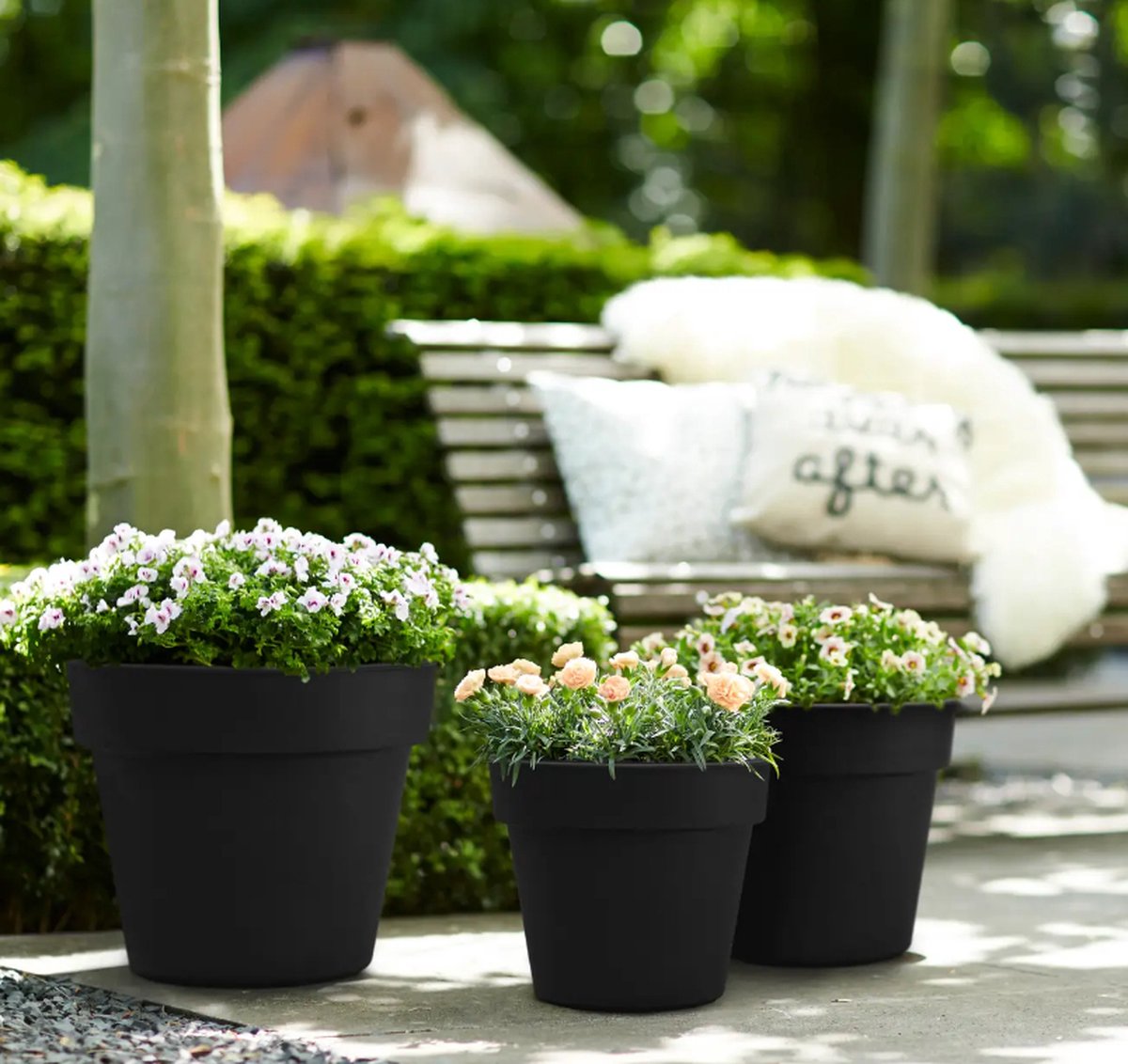 Elho Green Basics Top Planter 30 - Bloempot voor Buiten - Ø 29.5 x H 25.2 cm - Living black
