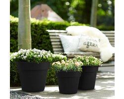 Elho Green Basics Top Planter 30 - Bloempot voor Buiten - Ø 29.5 x H 25.2 cm - Living black