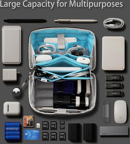 Inateck elektronicakoffer, sproeiwaterbestendige accessoiretas, USB-kabel gadget organizer tas, reisvriendelijk Inateck elektronicakoffer, sproeiwaterbestendige accessoiretas, USB-kabel gadget organizer tas, reisvriendelijk