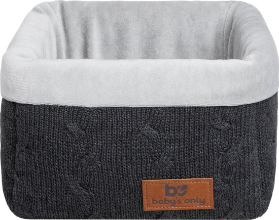 Baby's Only Gebreide commodemandje - Opbergmandje - Commode organizer - Babykamer accessoires Cable - Antraciet