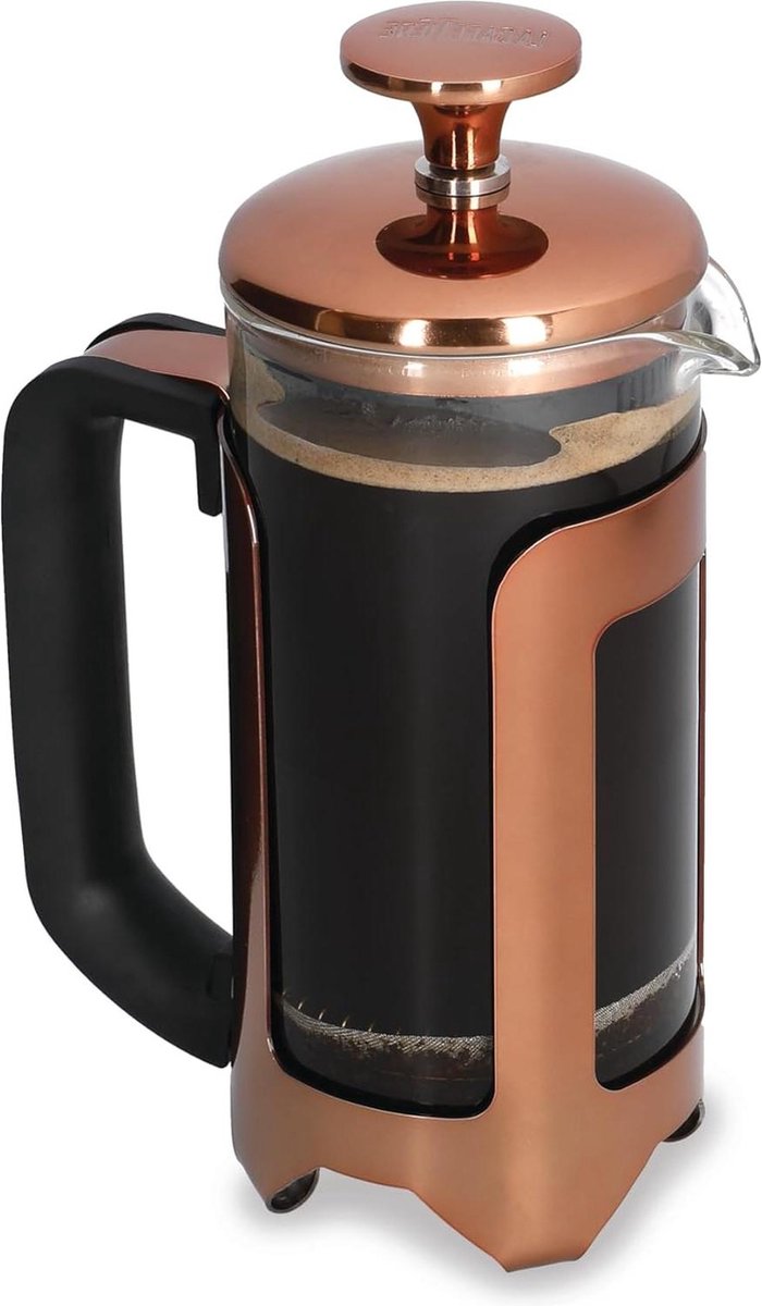 Roma roestvrij staal cafetière - drie kopjes koper - geschenkdoos - luxe koffiemaker