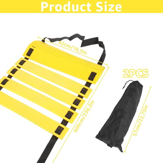 Yes4All Unisex Znnt Yes4All Agility Ladder Speed Agility Training Ladder met Draagtas 8 Rung Regenboog, D. Rungs - Regenboog, Grijs Teal UK