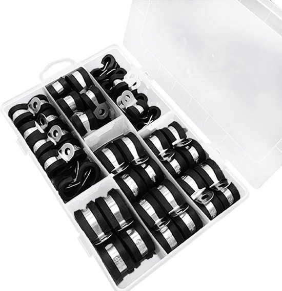 Anhoer 150 Stuks Enkele Oor Slangklemmen Set Met Tang - Roestvrij Staal 9 Maten 6-25,6 Mm