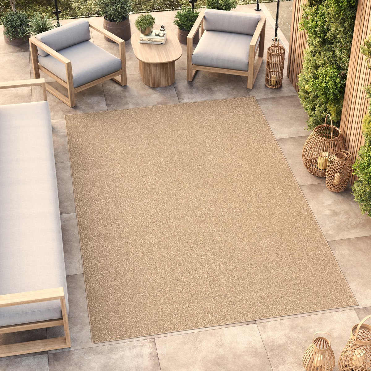 Tapiso Mono Vloerkleed Beige Binnen en Buiten Tapijt Maat- 300x400