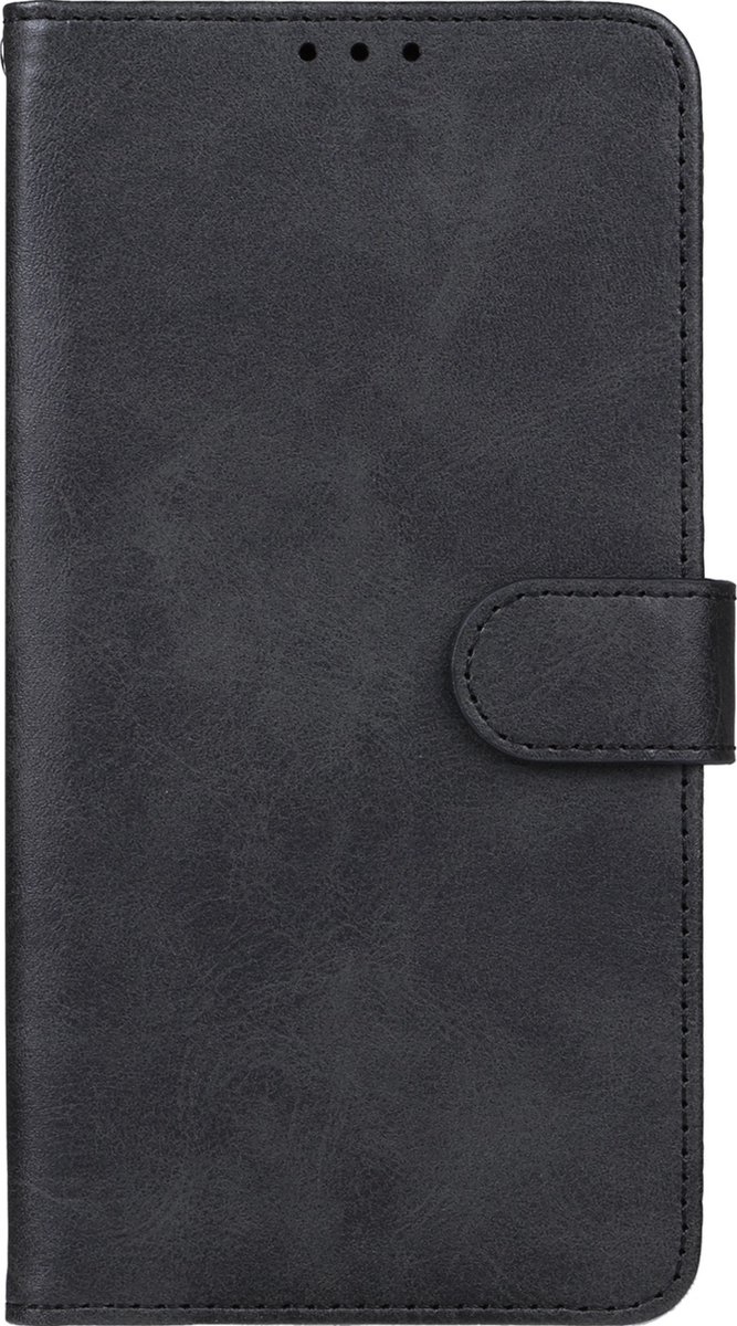 Mobigear Telefoonhoesje geschikt voor Apple iPhone 16 Pro Hoesje | Mobigear Wallet Bookcase Portemonnee | Pasjeshouder voor 3 Pasjes | Telefoonhoesje voor Pinpas / OV Kaart / Rijbewijs - Zwart