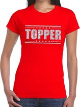 Rood Topper shirt in zilveren glitter letters dames - Toppers dresscode kleding S