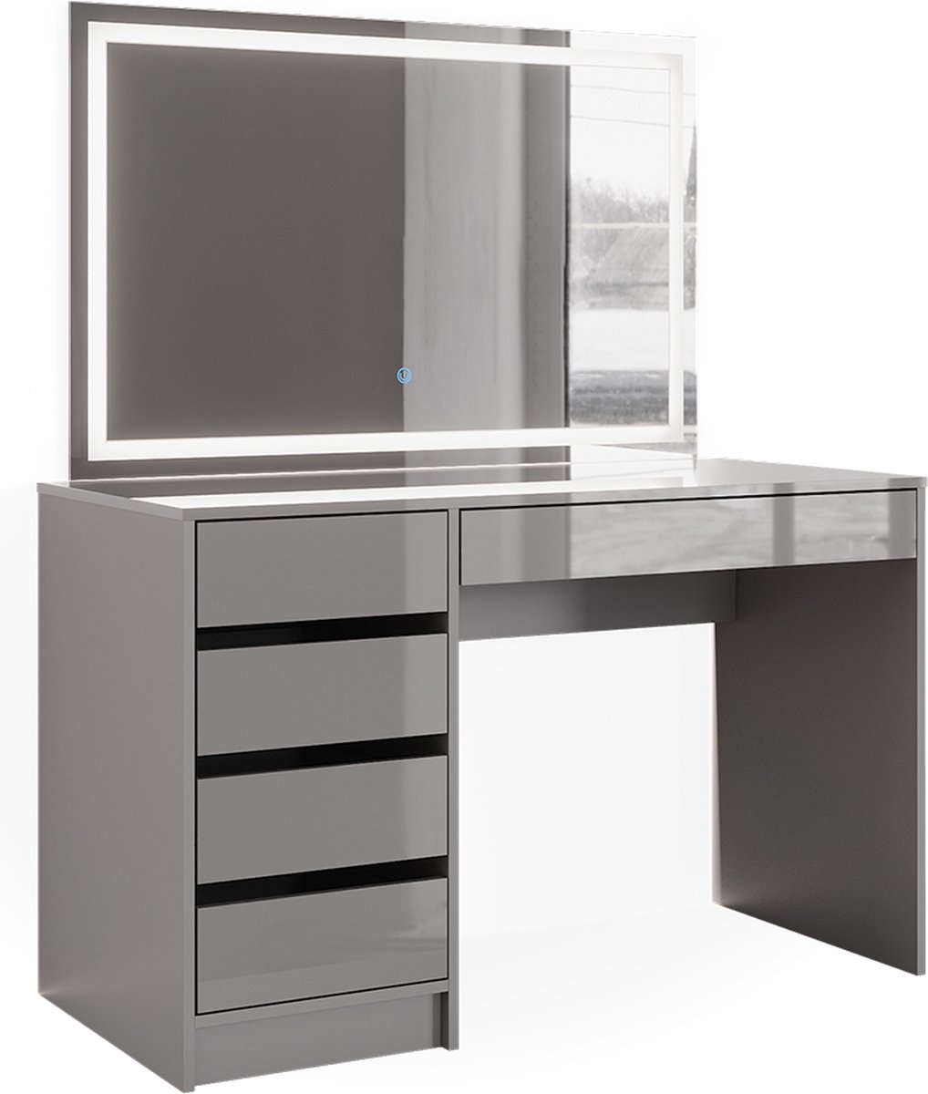 Vicco Kaptafel Sherry, Grijs, 120 cm met LED-spiegel