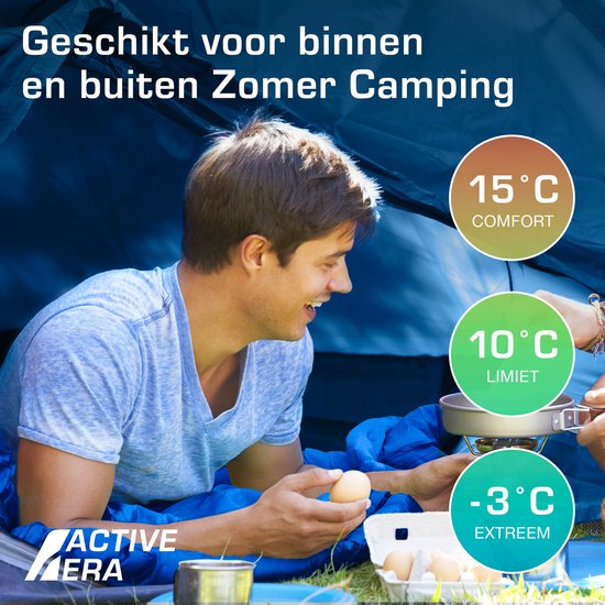 Active Era Premium Slaapzak - 200 GSM Vulling en Aanritsbaar - Dekenmodel - Lente/Zomer voor Kamperen, Camping, Backpacken, Hiken, Festivals, Logeren, Buitenhuis - Volwassenen & Kinderen - 190x75cm - Blauw van Active Era — afbeelding 4
