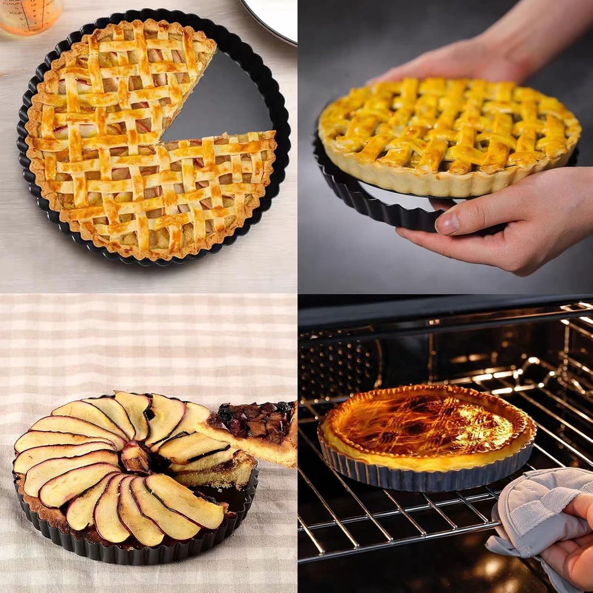 Moulle A Tarte Renverser SEGNAYEN Moule à Tarte à Quiche De 22 Cm Avec Fond Amovible, Mini Moule Plat A Tarte 20 Cm
