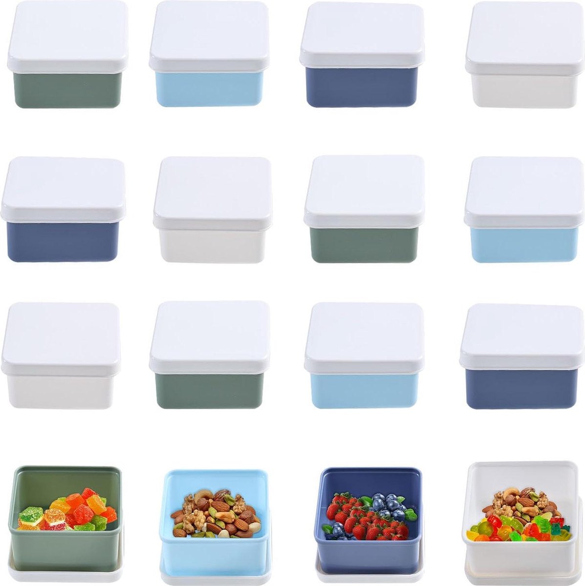 Diepvriesdozen Plastic Box Voorraaddozen met deksel 16 x 150 ml kleurrijke vershouddozen set vershouddozen kleine vriesdozen diepvriesdozen