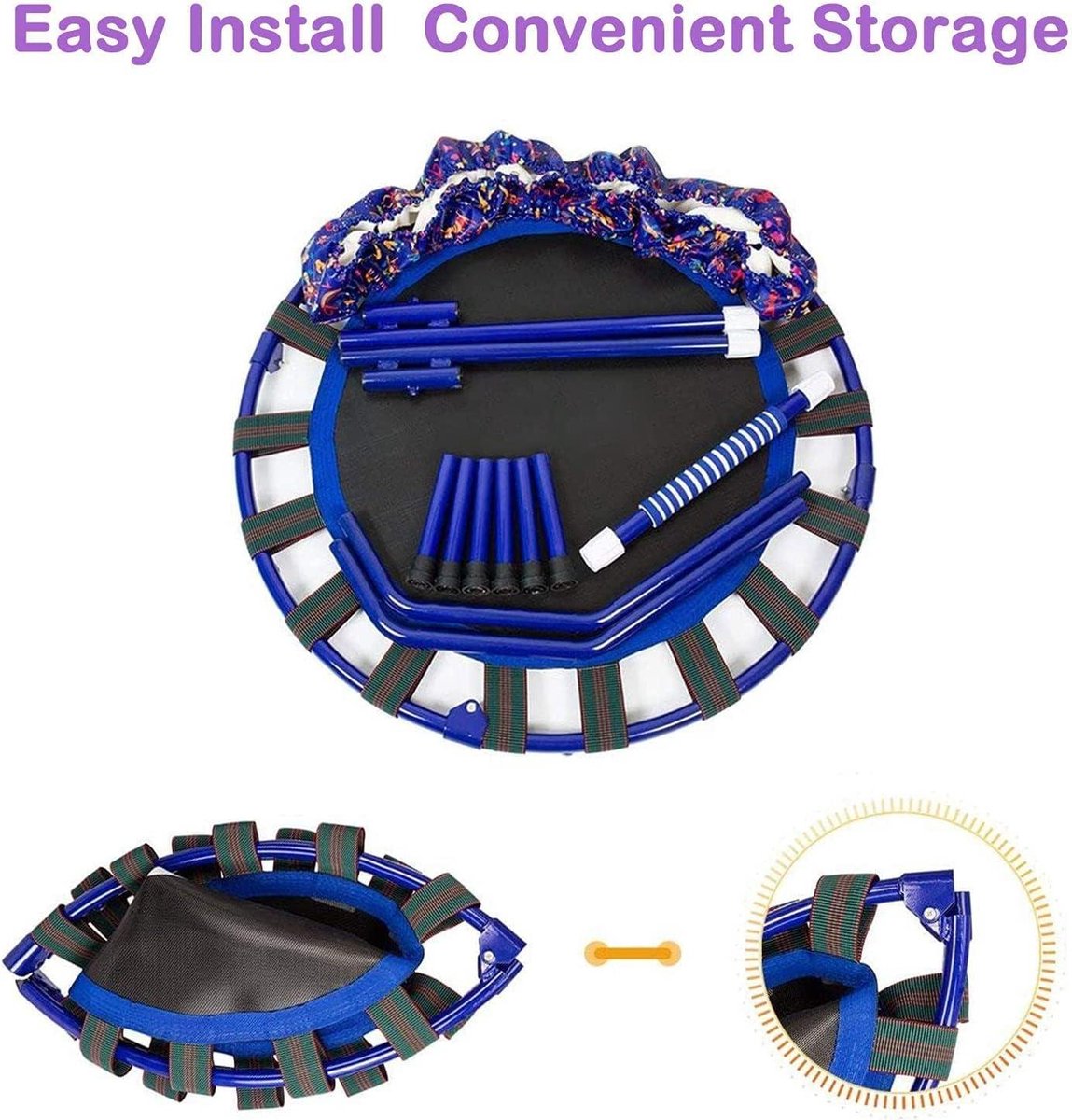 Trampoline voor kinderen, ca. 91 cm, opvouwbare rebounder met schuimgreep, veiligheidskussen en duurzame afdekking voor binnen en buiten, springfitness, roze Trampoline voor kinderen, ca. 91 cm, opvouwbare rebounder met schuimgreep, veiligheidskussen en duurzame afdekking voor binnen en buiten, springfitness, roze