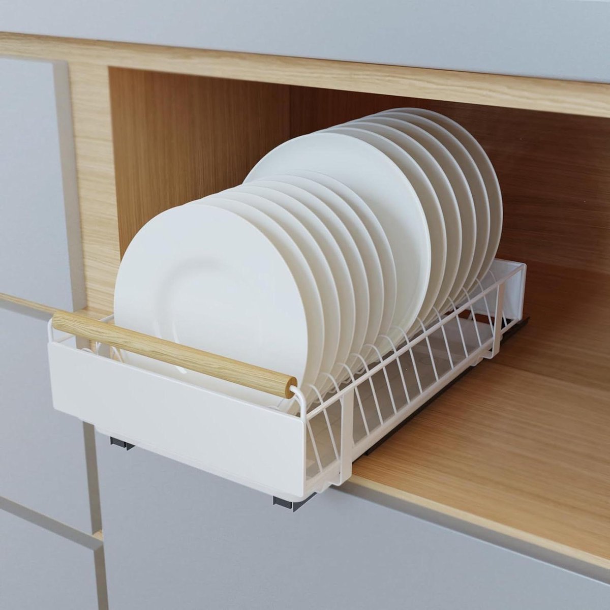 Goedkoopste Afdruiprek voor 13 borden - Klein Afdruiprek voor Keukenkast - Uittrekbaar en Zelfklevend met Lekbak