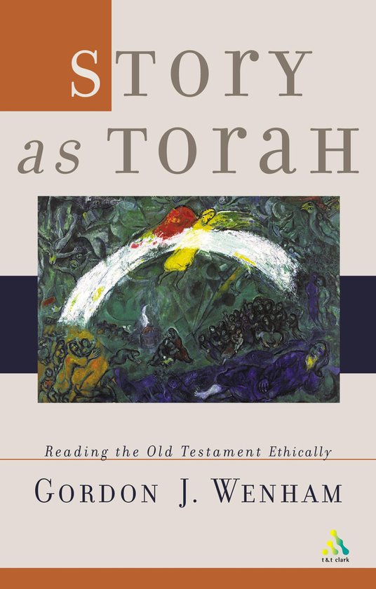 Boekcover van 'Story as Torah' met de tekst 'Story as Torah' en een schilderij met een witte boog en menselijke figuren.