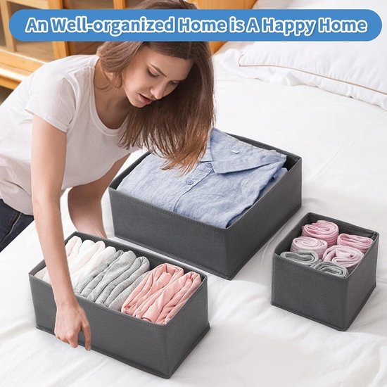 Homsorout Lade-organizer, kleding voor baby's, 8-delige set, ondergoed, organizer, 30 x 15 x 9 cm, opbergsysteem, kledingkast, opbergdoos voor luiercommode, sokken, wit