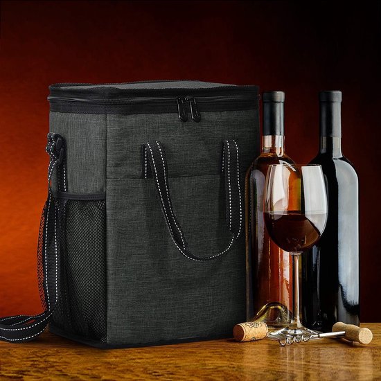 Koeltas voor wijn- en bierfles gevoerd met handvat en schouderriem - picknickmand voor reizen vrouwen/mannen Cool Box Stand van KOEL — afbeelding 2