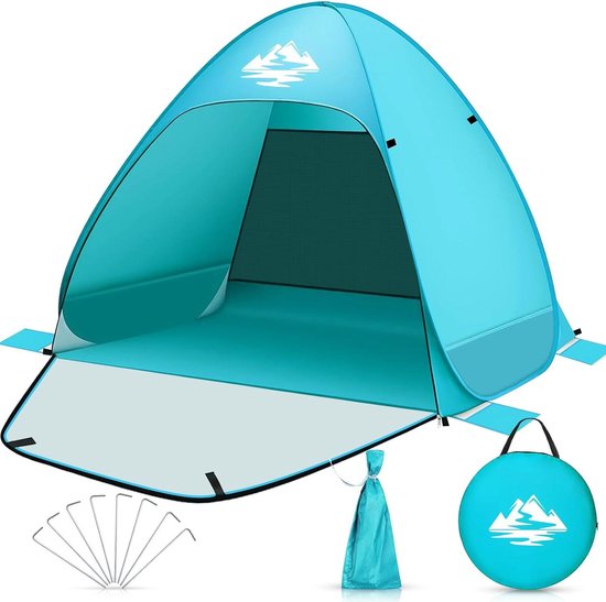 Strandschuilplaats hemelsblauwe pop-up tent met UV-bescherming voor baby's - 200x150x110 cm - strandtent voor 2-3 personen - familiecamping - tuin Beach Tent