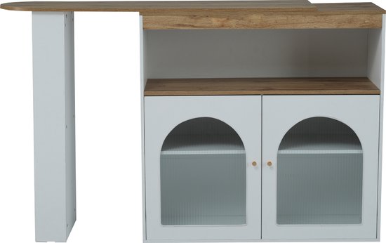 Seyakany Table De Bar Extensible Rotative à 360° Avec Espace De Rangement,Porte Vitrée,Table De Bar Moderne Pour Meubles De Bar à Café De Cuisine,Noir