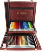 STABILO CarbOthello - Kalkpastel Kleurpotloden - Luxe Houten Kist - 60 Kleuren - Speciale Puntenslijper - Kneedgum En Doezelaar