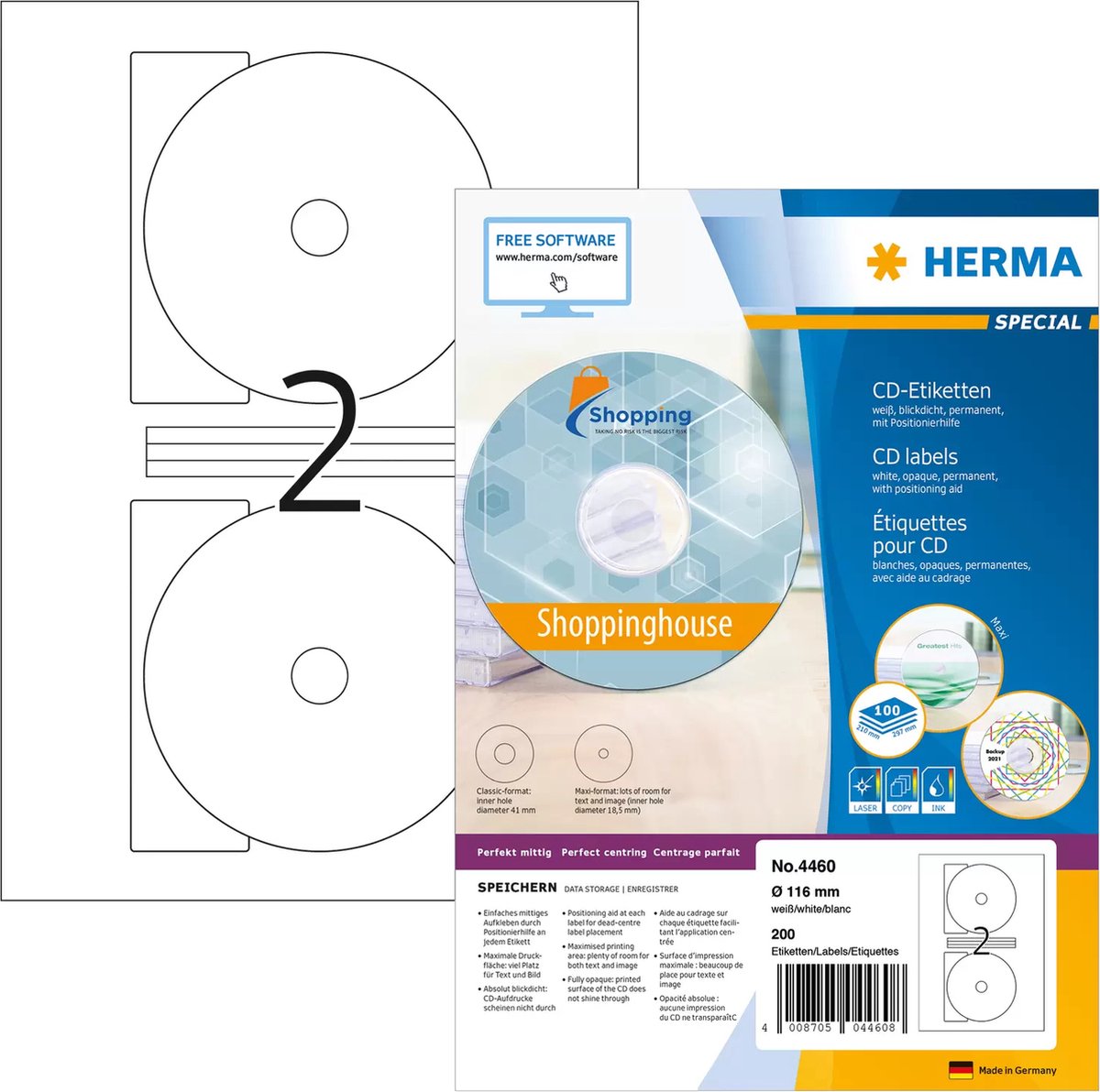 Herma 4460 wit zelfklevend printerlabel printeretiket