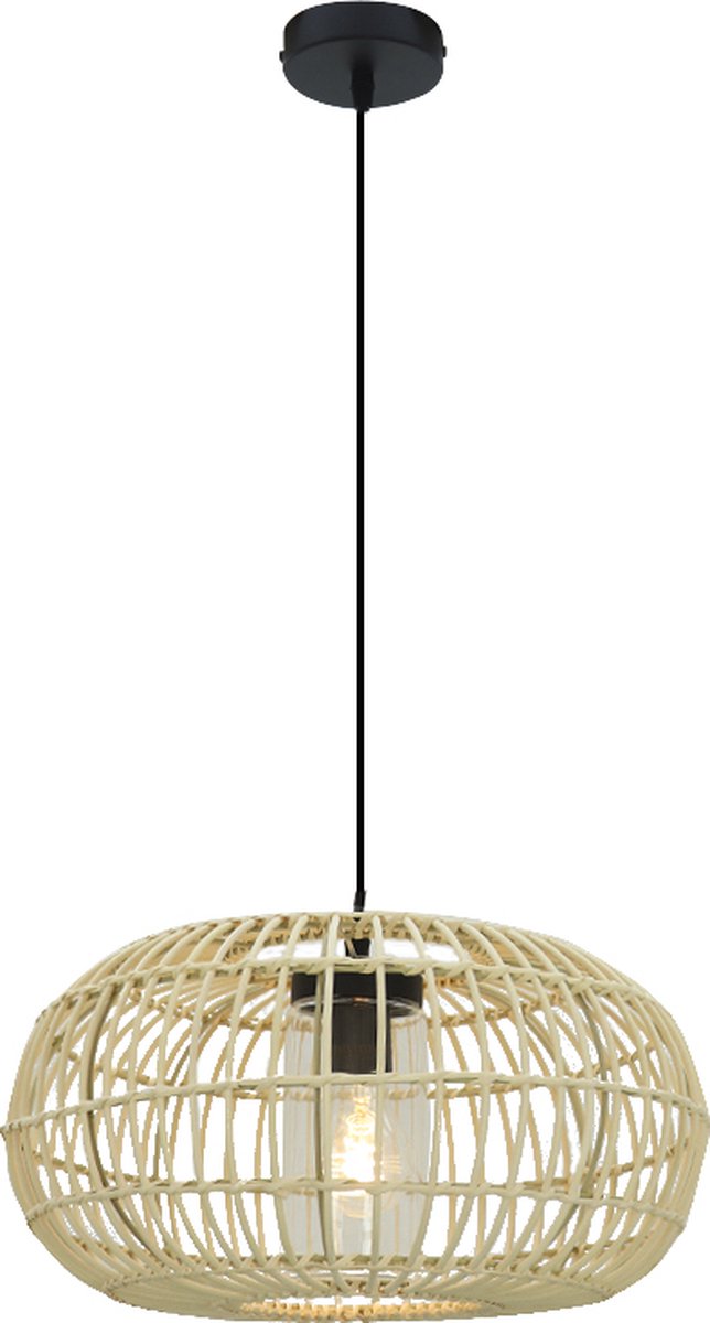 Olucia - EMILIO - Badkamer Hanglamp - Bruin / Zwart - Geschikt voor Badkamer - Vorm: Rond