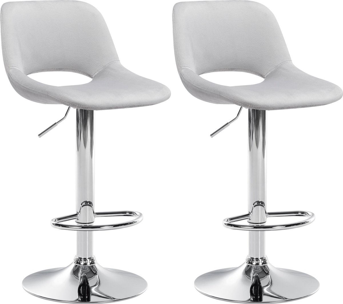 CLP Tabouret De Bar Milet En Tissu I Chaise Haute De Bistrot Avec Repose-Pieds Et Pied En Métal I Pivotant Réglable, Couleur:Gris, Couleur Du Cadre:Noir