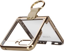 Avizar Ringhoes Geschikt voor Samsung Galaxy Z Flip 5 met Ring, Ring Case collectie, Goud