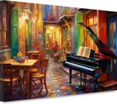 Tableau piano - Portrait instrument de musique - Peintures toile Chaise - Décoration salon industriel - Toile cuisine - Toile d'art 60x40 cm
