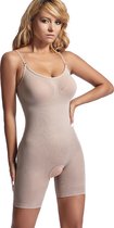 Corrigerende Body met pijpjes dames - Beige - Nude - Maat M - Naadloos - Open kruis - Corrigerende bodysuit dames - Onzichtbare body - Bodysuit zonder beugel - Corrigerend ondergoed buik dames - Shapewear